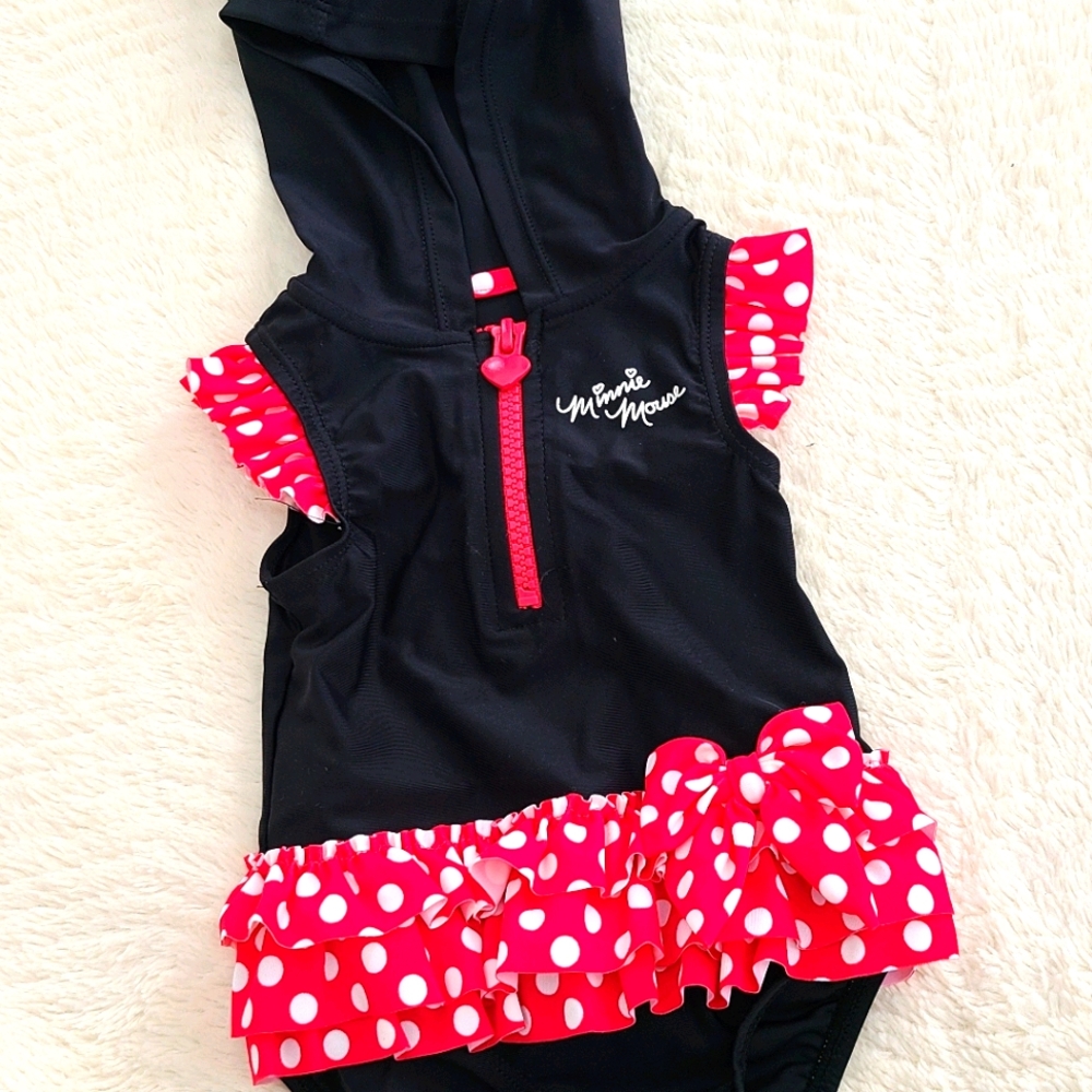 Disney Minnie Mouse 1 piece bathing suit with hood